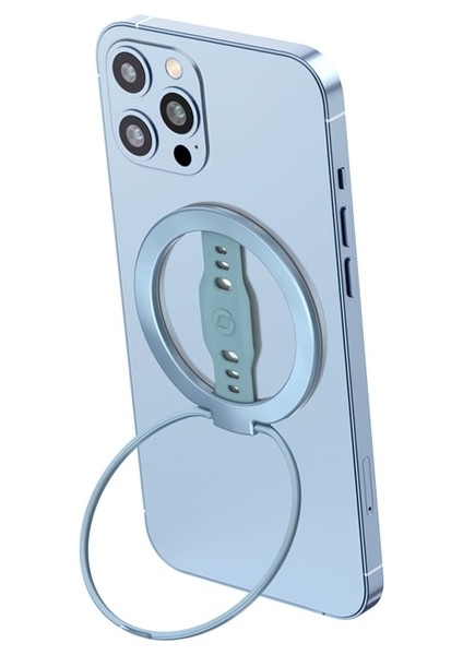 MG-201U Mavi Ewa Magone Magsafe Kablosuz Şarj ile Uyumlu Silikon Parmak Askılı Telefon Tutma Standı Çıkarılabilir Manyetik Halka Tutucu (Yurt Dışından)