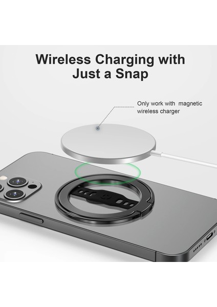 MG-201U Mavi Ewa Magone Magsafe Kablosuz Şarj ile Uyumlu Silikon Parmak Askılı Telefon Tutma Standı Çıkarılabilir Manyetik Halka Tutucu (Yurt Dışından)