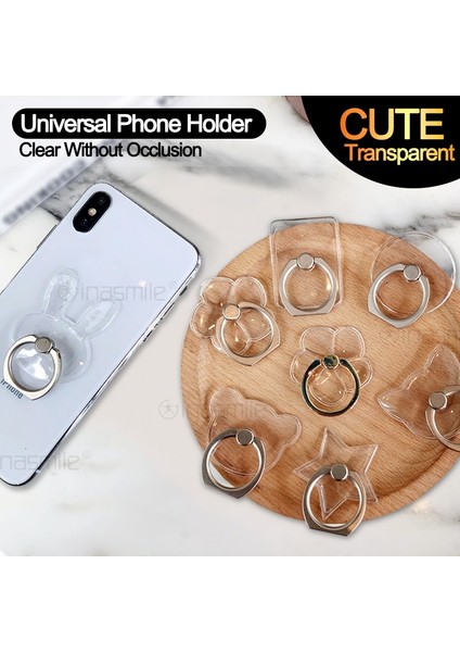Kare Evrensel Cep Telefonu Tutucu Standı Parmak Yüzük iPhone Samsung Için Şeffaf Telefon Tutucu Xiaomi Huawei Için Soket Braketi (Yurt Dışından) fiyatları