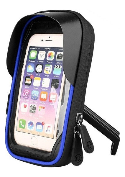 Mavi (Motosiklet) 6.4 Inç Su Geçirmez Bisiklet Telefon Tutucu Standı Motosiklet Gidon Montaj Çantası Kılıfları Evrensel Bisiklet Scooter Cep Telefonu Braketi (Yurt Dışından)