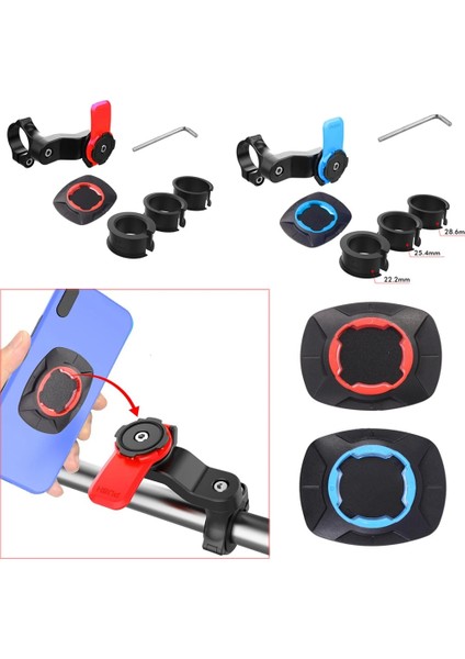 2 Kırmızı Yama Telefon Braketi Mtb Bisiklet Scooter Için Motosiklet Navigasyon Bisiklet Tutucu Xiaomi iPhone Için 360 ° Dönebilen Güvenlik Kilidi Braketi (Yurt Dışından) modelleri
