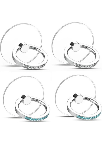 Four-Pack2 Cep Telefonu Zil Tutucu Standı Elmas Şeffaf Parmak Tutma Temizle 360° Derece Döndürme Kickstand Uyumlu Iphone'lar (Yurt Dışından)