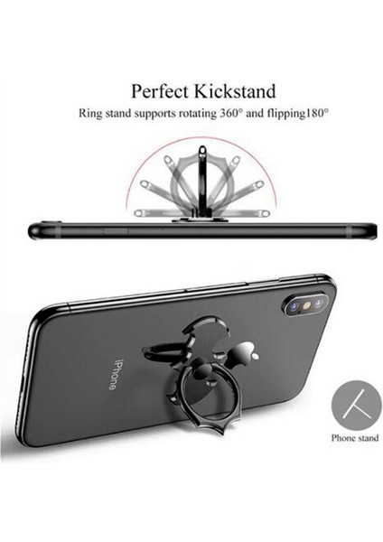 Gümüş Lüks Yarasa Alüminyum Metal Evrensel Parmak Yüzük Akıllı Telefon Cep Cep Telefonu El Masası Standı iPhone 8 7 Xiaomi Mi8 Tutucu (Yurt Dışından) fiyatları