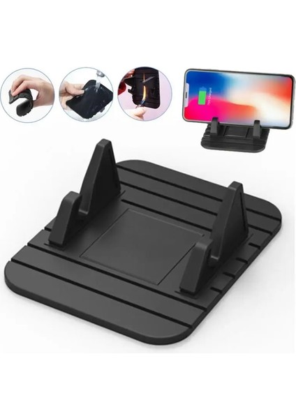 Siyah Ryra Silikon Cep Telefonu Tutucu Cep Telefonu Araç Braketi Masa Masa Standı Düz Silikon Döner Braket Mini Araç Braketi Aksesuarları (Yurt Dışından) modelleri