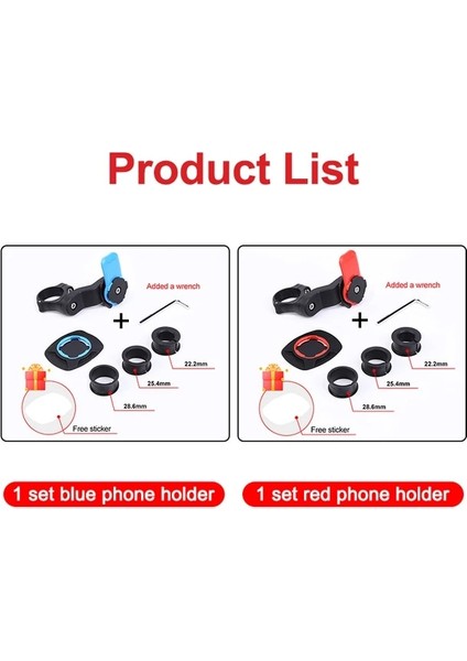 1 Kırmızı 1 Mavi Mavi Bisiklet Telefon Tutucu Motosiklet Bisiklet Cep Telefonu Standı Mtb Bisiklet Gidon Akıllı Telefon Tutucu Ayarlanabilir Destek Bisiklet Erişimi (Yurt Dışından)