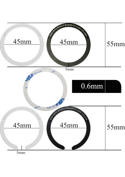 Oblack 6 Adet Yüzük Magsafe Manyetik Kablosuz Şarj Cihazı iphone 14 Pro Max 13 12 Mini Evrensel Metal Etiket Mıknatıslı Araç Tutucu Plaka (Yurt Dışından)