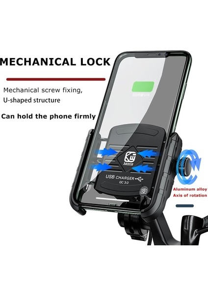 M9 Mavi Motosiklet Tutucu Kablosuz Şarjlı Motosiklet Qc3.0 Hızlı Şarj Cep Telefonu Kablosuz Tutucu Gidon Montaj Standı Gps Tutucu (Yurt Dışından)