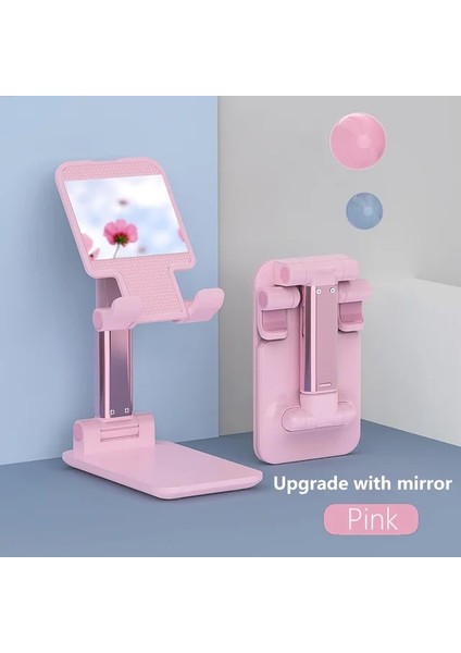 Pembe Katlanabilir Tablet Cep Telefonu Tutucu iPhone Xiaomi Samsung Için Standı Ayarlanabilir Tablet Tutucu Evrensel Masa Cep Telefonu Standı (Yurt Dışından)