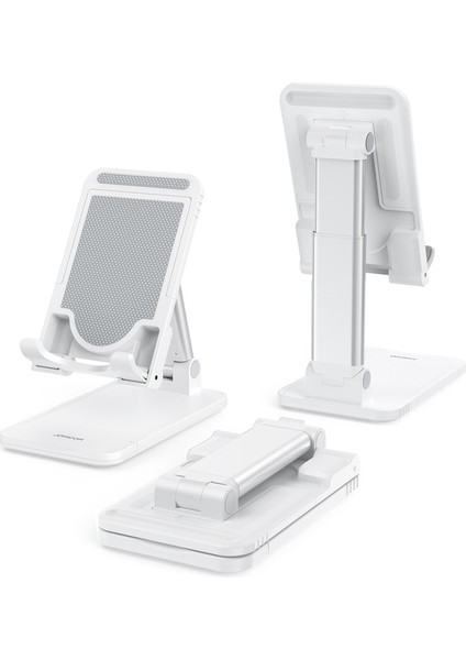 Beyaz Joyroom Katlanabilir Tablet Cep Telefonu Masaüstü Tutucu Telefon Standı iPhone iPad Için Ayarlanabilir Masa Uzatın Akıllı Telefon Standı Desteği (Yurt Dışından)