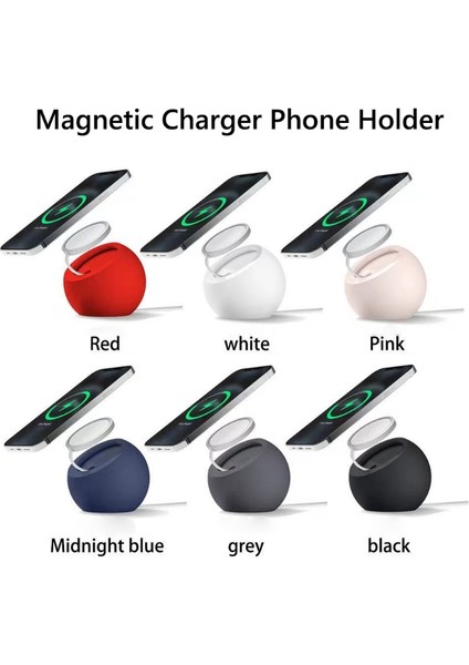 Şarj Cihazı Masası Top Şekli Manyetik Silikon Şarj Tutucu Magsafe Apple IPhone 13 Pro Mac Güvenli Kablosuz Şarj Dock Istasyonu Standı (Yurt Dışından) modelleri