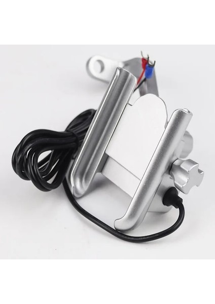 Mirro Gümüş Smoyng Alüminyum Motosiklet Bisiklet Telefon Tutucu Standı USB Şarj Aleti ile Moto Bisiklet Gidon Mirro Mobil Braketi Destek Dağı (Yurt Dışından)