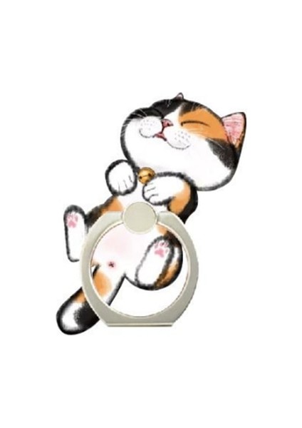 E Akrilik Telefon Tutucu Karikatür Kedi Parmak Yüzük Tutucu Cep Telefonu Tutucu iPhone Xiaomi Huawei Tüm Cep Telefonu Standı Tutucu (Yurt Dışından)