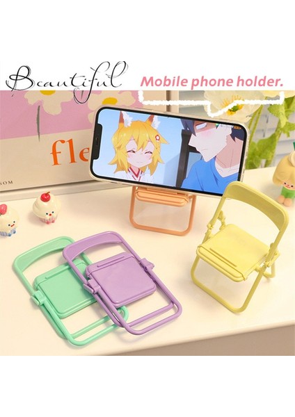 Renk 4 Taşınabilir Mini Cep Telefonu Standı Masaüstü Sandalye Standı 4 Renk Ayarlanabilir Macaron Renk Standı Katlanabilir Arka Dekorasyon Dekorasyon (Yurt Dışından)