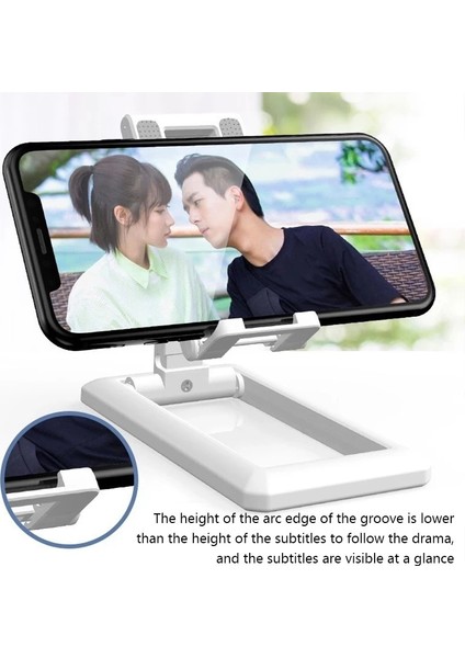 Beyaz Katlanabilir Tablet Cep Telefonu Masaüstü Telefon iPad iPhone Samsung Için Standı Masa Tutucu Ayarlanabilir Masa Braketi Akıllı Telefon Standı (Yurt Dışından)