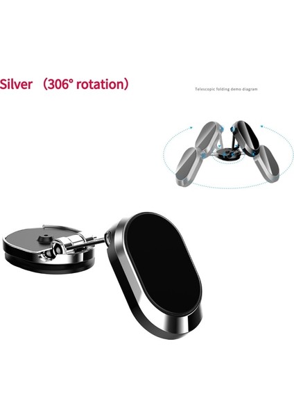 1 Adet Gümüş Manyetik Araç Telefonu Tutucu 360 Döndürülebilir Katlanabilir Mıknatıs Cep Telefonu Standı Cep Gps Desteği iPhone 14 13 Xiaomi Mi Samsung Lg (Yurt Dışından)