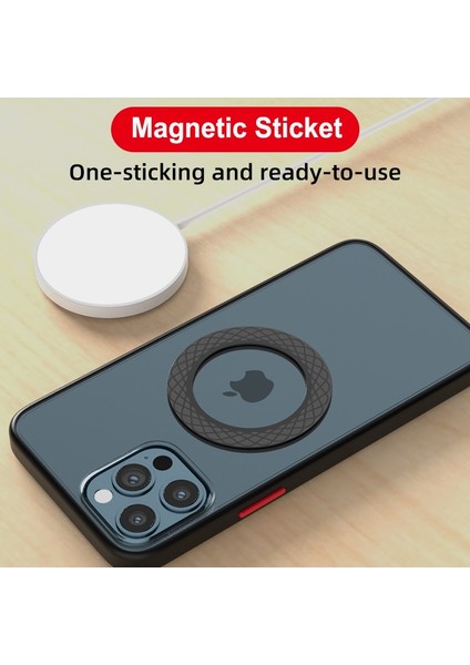 5 Adet Siyah Manyetik Metal Plaka Etiket Yüzükler Magsafe Kablosuz Şarj Cihazı Mıknatıslı Araba Cep Telefonu Tutucu Demir Sac iPhone 13 Pro Max (Yurt Dışından)