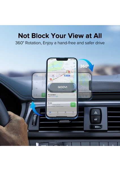Manyetik Tutucu Qoovı Manyetik Araç Telefonu Tutucu Mini Şerit Tipi Cep Telefonu Standı Mıknatıs Gps Desteği iPhone 13 12 Xiaomi 11 Samsung Huawei (Yurt Dışından)
