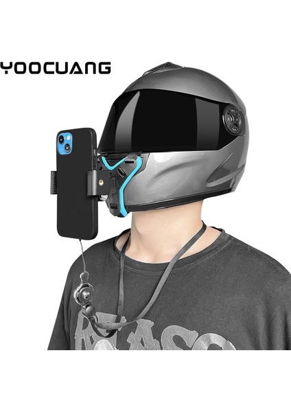 C Motosiklet Kask Çene Standı Montaj Tutucu iPhone Huawei Xiaomi Samsung Için Gopro 11 10 Eylem Spor Kamera Tam Yüz Tutucu (Yurt Dışından)