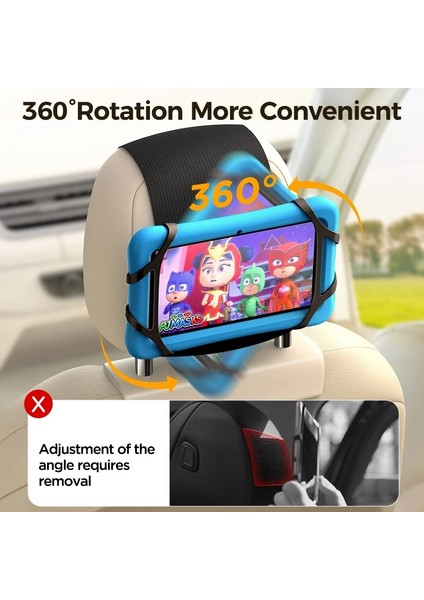 Orange Joyroom Yükseltilmiş Araba Kafalık Tablet Tutucu, 360° Açı Ayarlanabilir Yumuşak Silikon Tablet Tutucu Dağı Çocuklar Için Araba Arka Koltuk (Yurt Dışından)