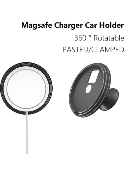 Yapıştırılmış-Beyaz Magsafe Şarj Araç Telefonu Tutucu Braketi IPhone 12MINI 12 Pro Max Rotasyon Manyetik Kablosuz Hızlı Şarj Standı (Yurt Dışından)
