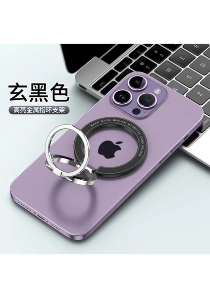 Manyetik-Siyah Magsafe Manyetik Araç Telefonu Tutucu iPhone 14 13 12 Pro/pro Max/mini Mıknatıs Parmak Yüzük Soketi Cep Telefonu Stand Braketi (Yurt Dışından)