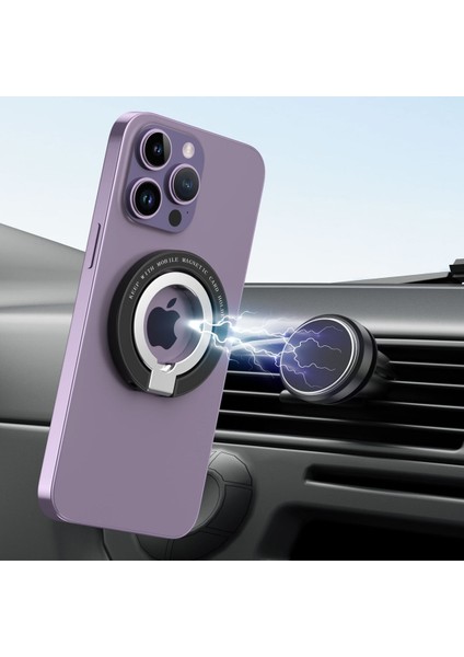 Manyetik-Siyah Magsafe Manyetik Araç Telefonu Tutucu iPhone 14 13 12 Pro/pro Max/mini Mıknatıs Parmak Yüzük Soketi Cep Telefonu Stand Braketi (Yurt Dışından) indirimleri