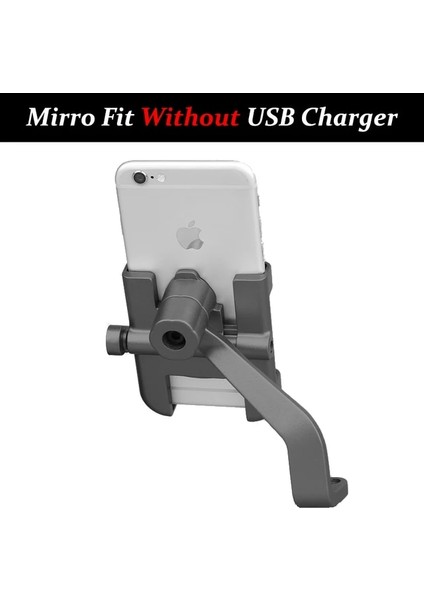 Mirro Hiçbir USB Smoyng Alüminyum Motosiklet Bisiklet Telefon Tutucu Standı USB Şarj Aleti ile Moto Bisiklet Gidon Mirro Mobil Braketi Destek Montaj (Yurt Dışından)