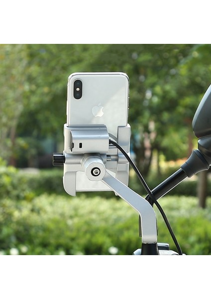 Mirro Hiçbir USB Smoyng Alüminyum Motosiklet Bisiklet Telefon Tutucu Standı USB Şarj Aleti ile Moto Bisiklet Gidon Mirro Mobil Braketi Destek Montaj (Yurt Dışından) fiyatları