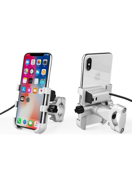 Mirro Hiçbir USB Smoyng Alüminyum Motosiklet Bisiklet Telefon Tutucu Standı USB Şarj Aleti ile Moto Bisiklet Gidon Mirro Mobil Braketi Destek Montaj (Yurt Dışından) modelleri