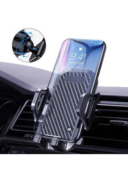 Siyah Araba Hava Firar Telefon Montaj Araç Telefonu Tutucu iPhone 12 Pro 11 Xs Xr Samsung Evrensel Araç Cep Telefonu Standı Montaj Gps Desteği (Yurt Dışından) fırsatları