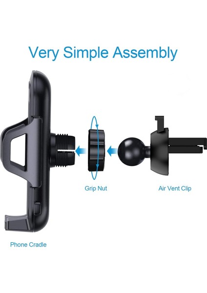 Siyah Araba Hava Firar Telefon Montaj Araç Telefonu Tutucu iPhone 12 Pro 11 Xs Xr Samsung Evrensel Araç Cep Telefonu Standı Montaj Gps Desteği (Yurt Dışından) indirimleri