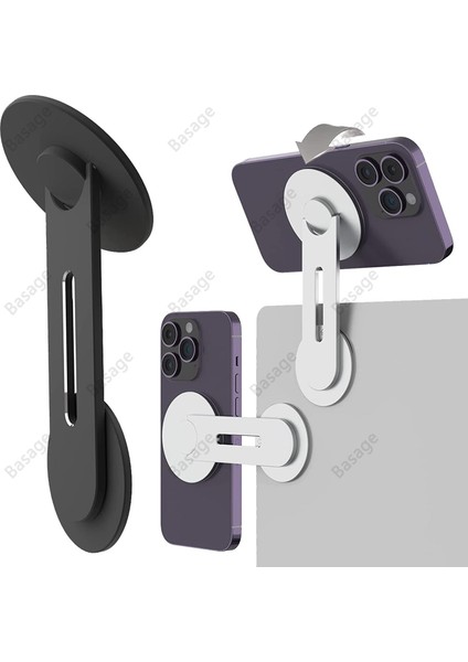 Siyah Süreklilik Çevirmeli iPhone Dizüstü Bilgisayar Bağlantısı, Ince Manyetik Telefon Tutucu, Dizüstü Bilgisayarlar ve Monitörler Için 180° Döner, Ayarlanabilir Manyetik Kol (Yurt Dışından)