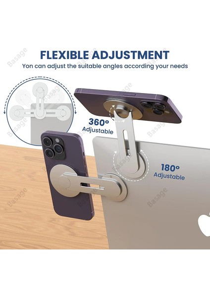 Siyah Süreklilik Çevirmeli iPhone Dizüstü Bilgisayar Bağlantısı, Ince Manyetik Telefon Tutucu, Dizüstü Bilgisayarlar ve Monitörler Için 180° Döner, Ayarlanabilir Manyetik Kol (Yurt Dışından)