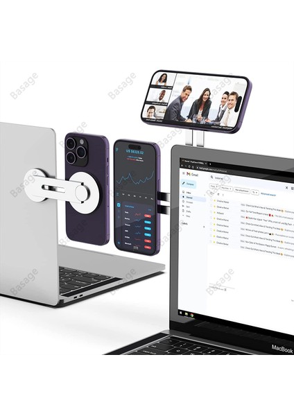 Siyah Süreklilik Çevirmeli iPhone Dizüstü Bilgisayar Bağlantısı, Ince Manyetik Telefon Tutucu, Dizüstü Bilgisayarlar ve Monitörler Için 180° Döner, Ayarlanabilir Manyetik Kol (Yurt Dışından)