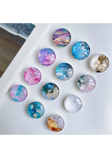 08 Lüks Parlak Mermer Desen Kavrama Tok Telefon Tutucu Parmak Yüzük Katlanabilir Şeffaf Cam Kristal Top Soket Griptok Tutucu (Yurt Dışından) fiyatları