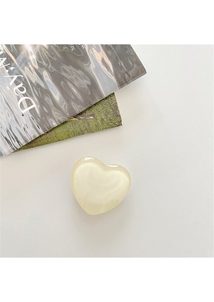 B Kore 3D Cam Şeffaf Epoksi Kristal Top Kalp Griptok Braketi iPhone 11 13 Pro Max Moblie Telefon Kılıfı Standı Kavrama Tok (Yurt Dışından)