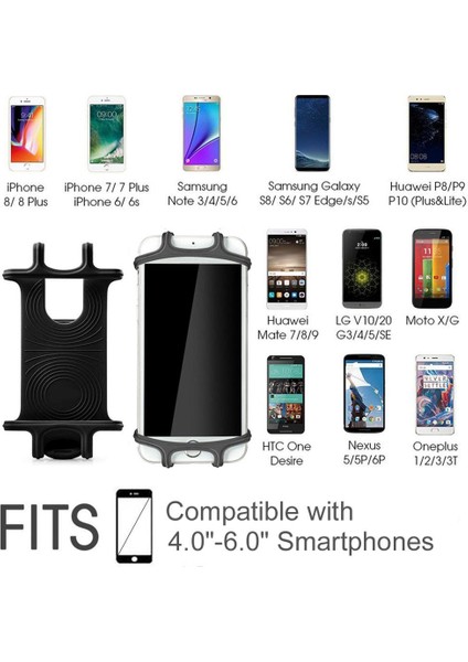 Gri Evrensel Bisiklet Telefon Tutucu Silikon Bisiklet Gidon Cep Telefonu Montaj iPhone Xs Xr x 8 7 Artı Samsung Galaxy S8 S7 Not 6 (Yurt Dışından)