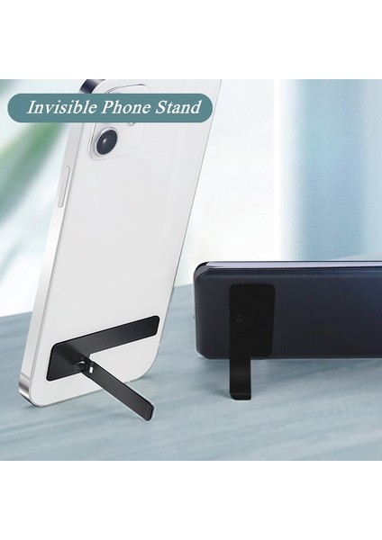 Beyaz 0.6mm Ultra Ince Telefon Tutucu Katlanır Görünmez Paslanmaz Çelik Cep Telefonu Arka Masaüstü Standı Mini Görünmez Evrensel Destek (Yurt Dışından)