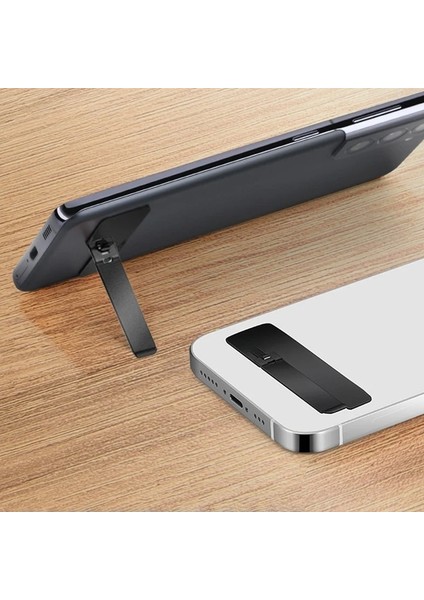 Beyaz 0.6mm Ultra Ince Telefon Tutucu Katlanır Görünmez Paslanmaz Çelik Cep Telefonu Arka Masaüstü Standı Mini Görünmez Evrensel Destek (Yurt Dışından)