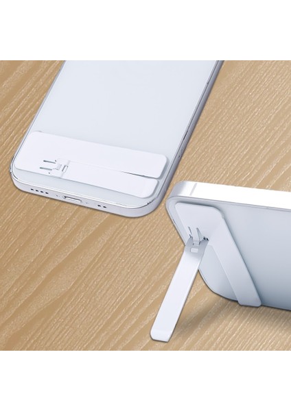 Beyaz 0.6mm Ultra Ince Telefon Tutucu Katlanır Görünmez Paslanmaz Çelik Cep Telefonu Arka Masaüstü Standı Mini Görünmez Evrensel Destek (Yurt Dışından)