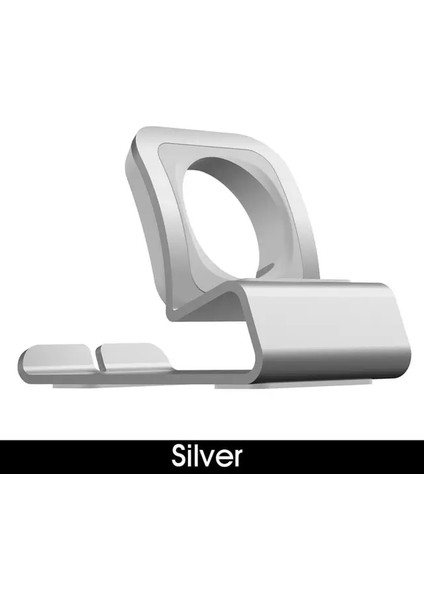 Gümüş Zarif Alüminyum Silikon Braketi Şarj Dock Istasyonu Apple Watch Standı Serisi Için Şarj Tutucu Se/8/7/6/5/4/3/2/1 (Yurt Dışından)
