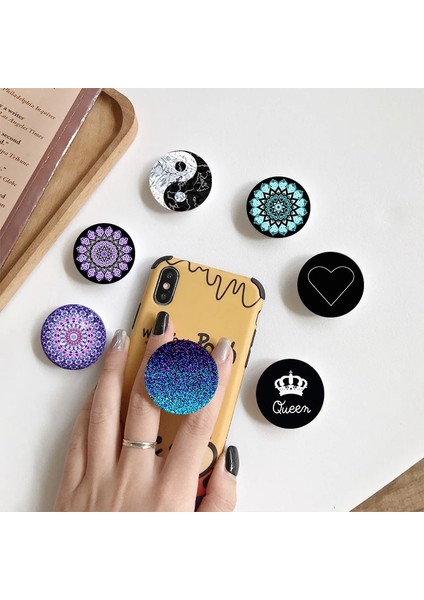 Stil 10 Lüks Katlanabilir Telefon Parmak Yüzük Tutucu Telefon Braketi Standı Soket Telefon Tutucu iPhone Samsung Xiaomi Cep Telefonu Tutucu (Yurt Dışından) modelleri