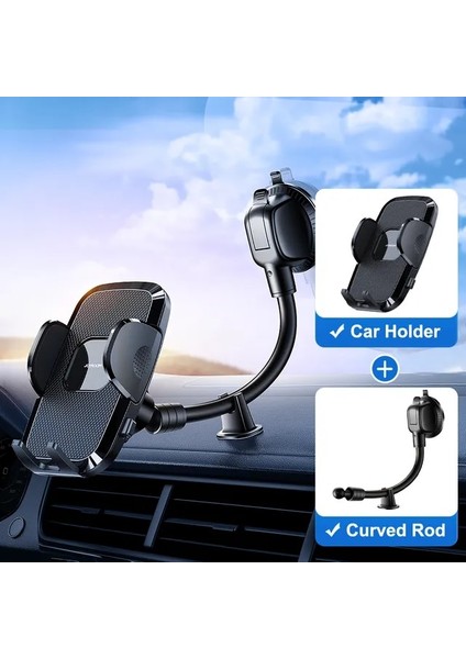 Araba Için Kavisli Çubuk Kontrol Paneli Telefon Tutacağı 360° En Geniş Görünüm 9 Inç Esnek Uzun Kol, Evrensel Eller Serbest Otomatik Ön Cam Hava Firar Telefon Bağlantısı (Yurt Dışından)