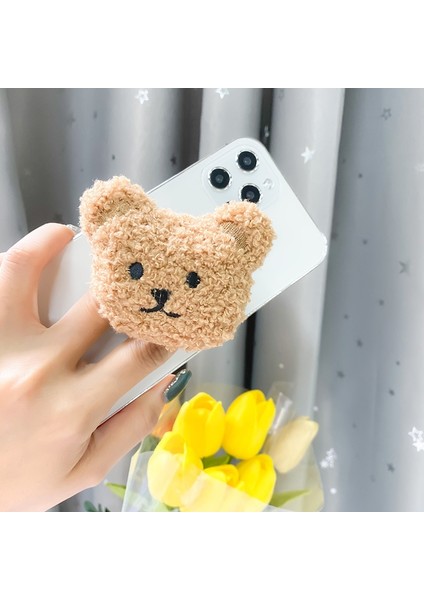 Kahverengi Köpek Kore 3D Kawaii Tüylü Ayı Telefon Tutucu Kavrama Tok Peluş Oyuncak Köpek Braketi iPhone 11 12 13 Pro Sevimli Akıllı Telefon Tutucu Griptok (Yurt Dışından) modelleri