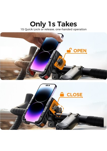 Siyah ve Kırmızı Joyroom 2023 Bisiklet Telefon Tutucu Evrensel Tek Elle Çalıştırma Bisiklet Motosiklet Telefon Tutucu 4.7-7 "cep Telefonu Darbeye Dayanıklı (Yurt Dışından)
