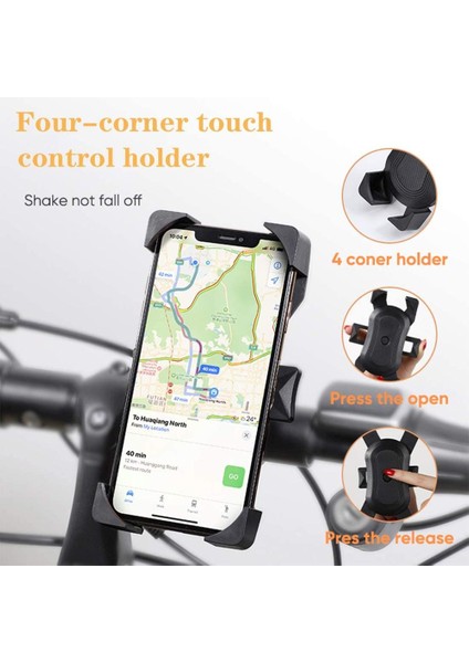 Siyah Bisiklet Telefon Tutucu iPhone Samsung Xiaomi Için Bisiklet Cep Cep Telefonu Tutucu Motosiklet Gidon Telefon Tutucu Standı Gps Braketi (Yurt Dışından) modelleri