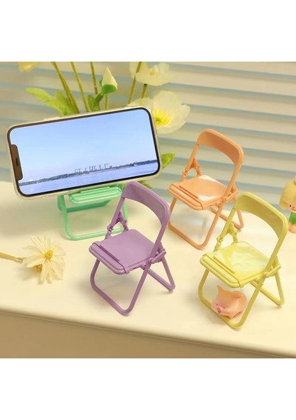 Sarısı Taşınabilir Mini Cep Telefonu Standı Masaüstü Sandalye Standı 4 Renk Ayarlanabilir Macaron Renk Standı Katlanabilir Shrink Dekorasyon Dekorasyon (Yurt Dışından) fiyatları