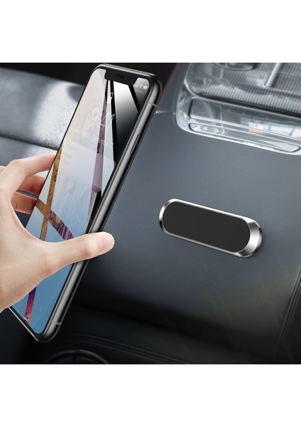 Gümüş Yeni Manyetik Araç Telefonu Tutucu Mini Şerit Macun Standı iPhone 13 Pro Huawei Xiaomi Duvar Mıknatıs Gps Araç Desteği Araç Tutucu (Yurt Dışından) modelleri