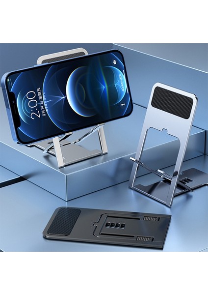 Gri Evrensel Masaüstü Cep Telefonu Tutucu IPhone Xiaomi Için Standı Ayarlanabilir Katlanabilir Masa Cep Telefonu Masası Standı Tutucu (Yurt Dışından)