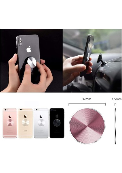 Siyah Manyetik Araç Telefonu Tutucu Metal Çıkartmalar Evrensel Ultra Ince Demir Sac Güçlü Mıknatıslı Araç Tutucu Cep Telefonu Tutucu Standı (Yurt Dışından) indirimleri